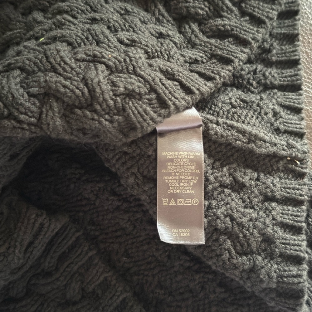 Vintage Liz Claiborne Chunky Cable Knit Black Mock Neck Sweater Size M Classic - Picture 10 of 10